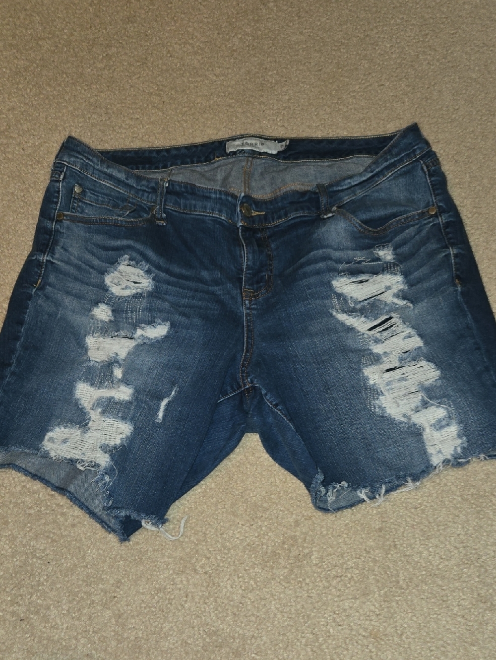 torrid Dark Blue Distressed Denim Shorts